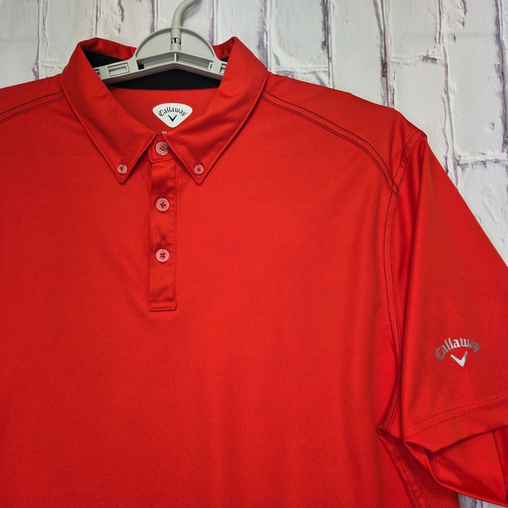 Callaway‎ Golf Polo Shirt Dri-fit Orange Short Sleeve Button Down Collar Men XXL